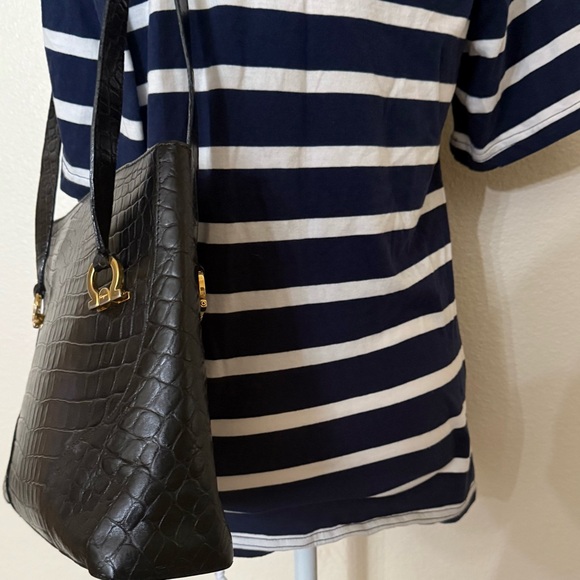 Vintage Salvatore Ferragamo Croc Embossed shoulder bag tote - Picture 3 of 13